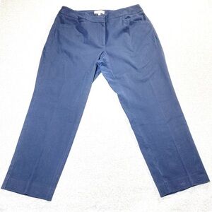 Talbots Pants Womens 16 Navy Blue Mid Rise Straight Crop Stretch Casual Trouser